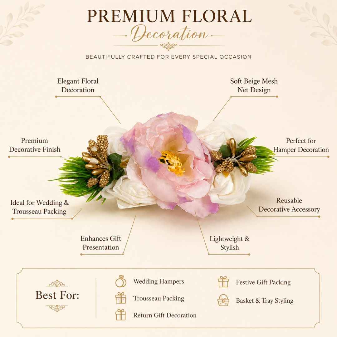 Pack of 5 Pink Floral Decoration Accessories for Hamper Packing