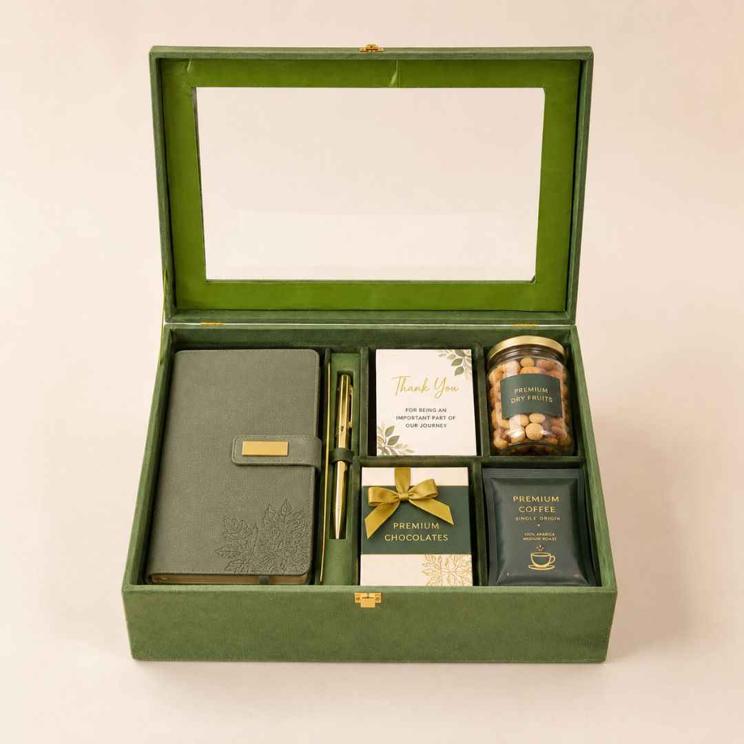Olive Green Transparent Lid Gift Box with Golden Latch
