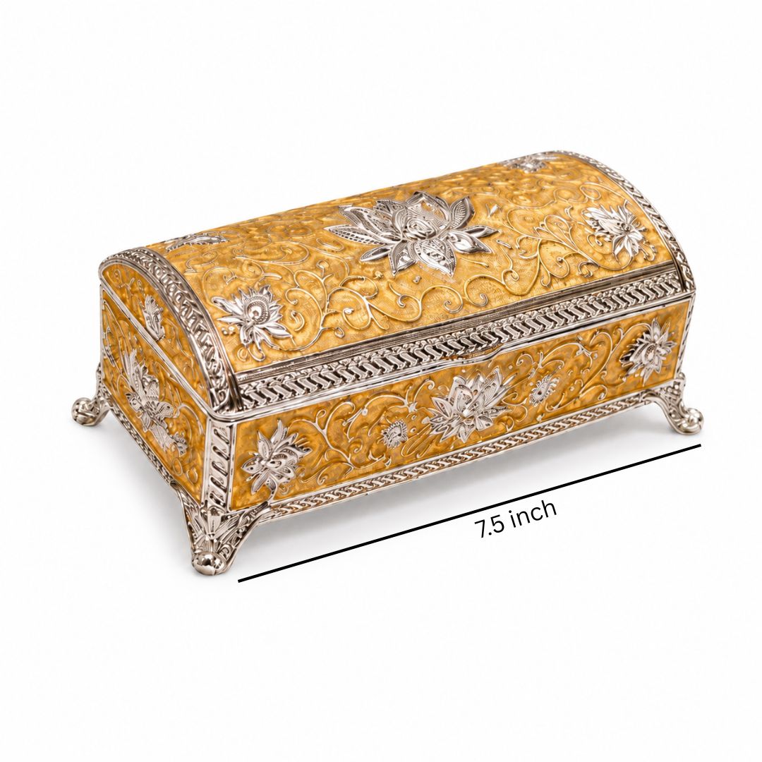 Royal Enamel German Silver Storage Box – Premium Velvet-Lined Gift Box