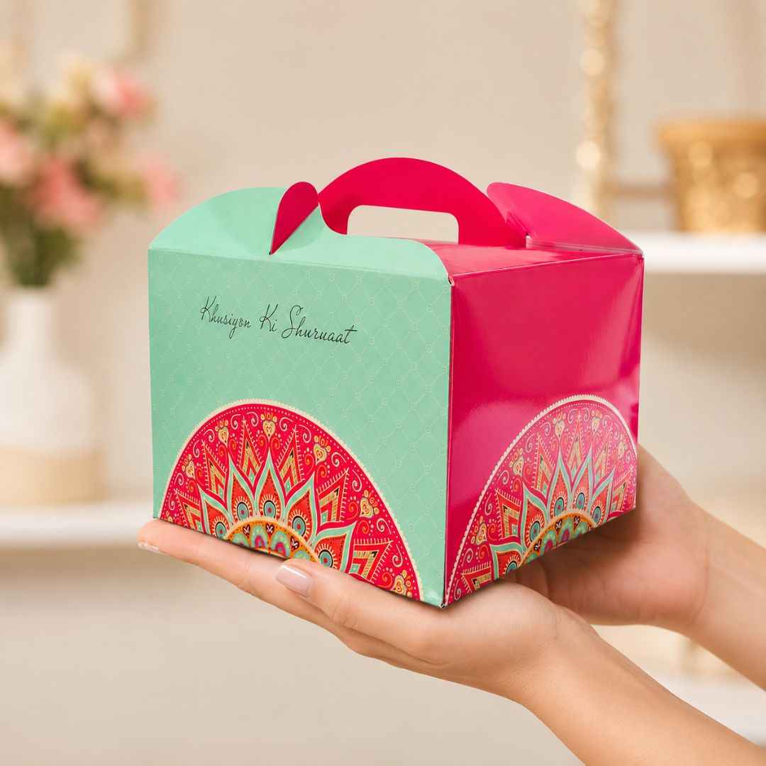 Pack of 8- Mint Pink Mandala Festive Gift Box
