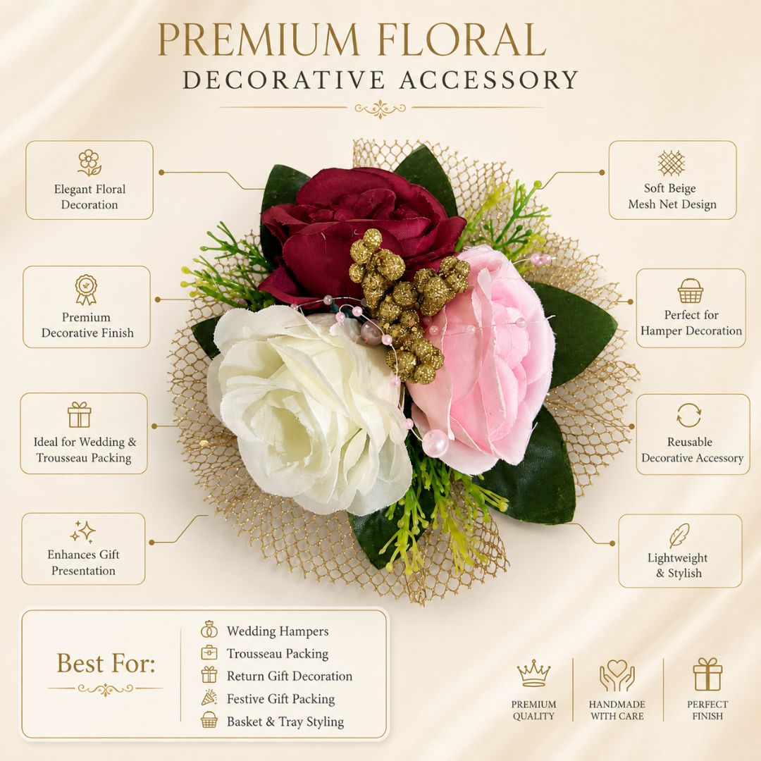 Premium Floral Net Decoration Patch for Gift Hampers & Trousseau Packing