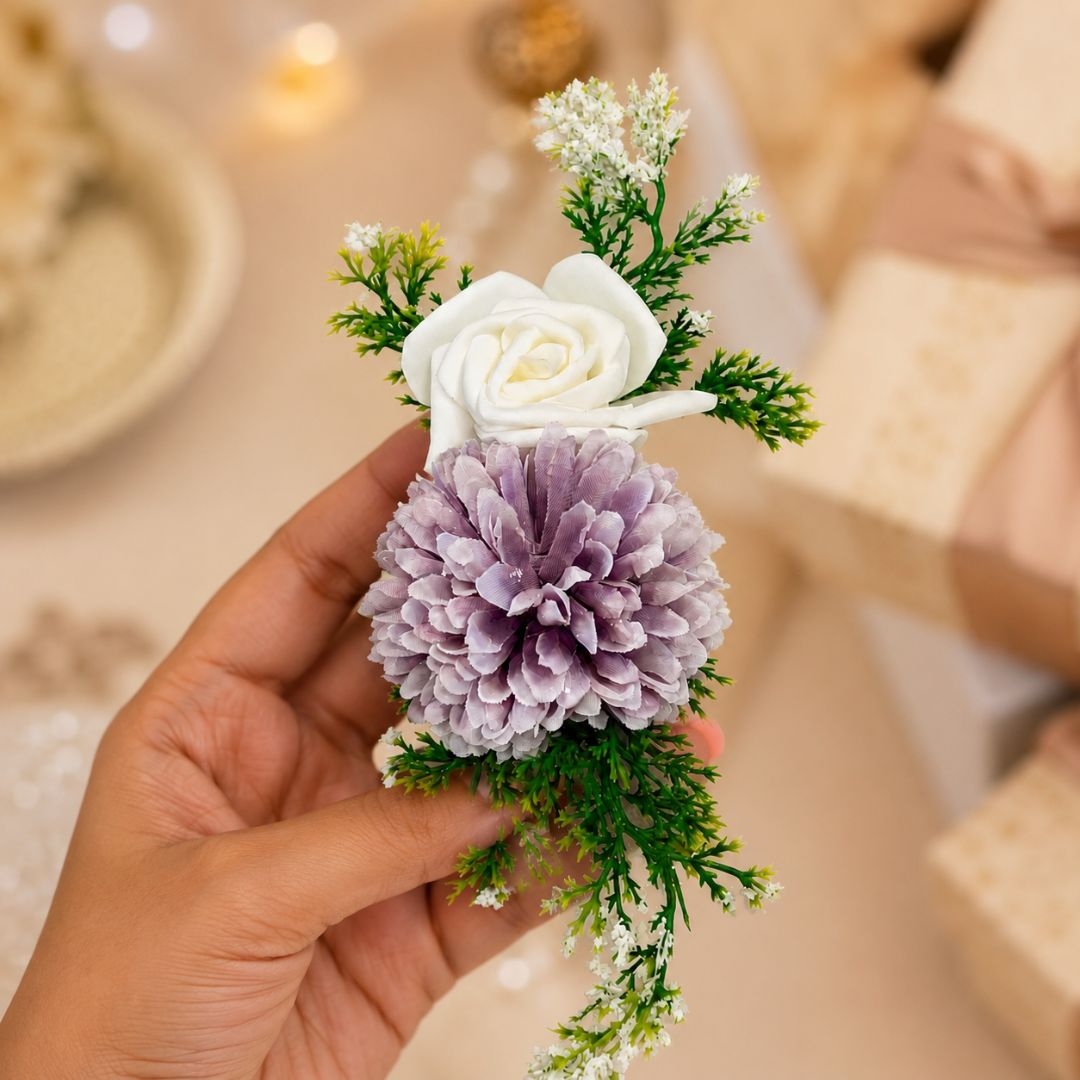 Set of 5 Lavender & White Floral Decorative Accessories for Hamper & Trousseau Packing - Adscraft.in