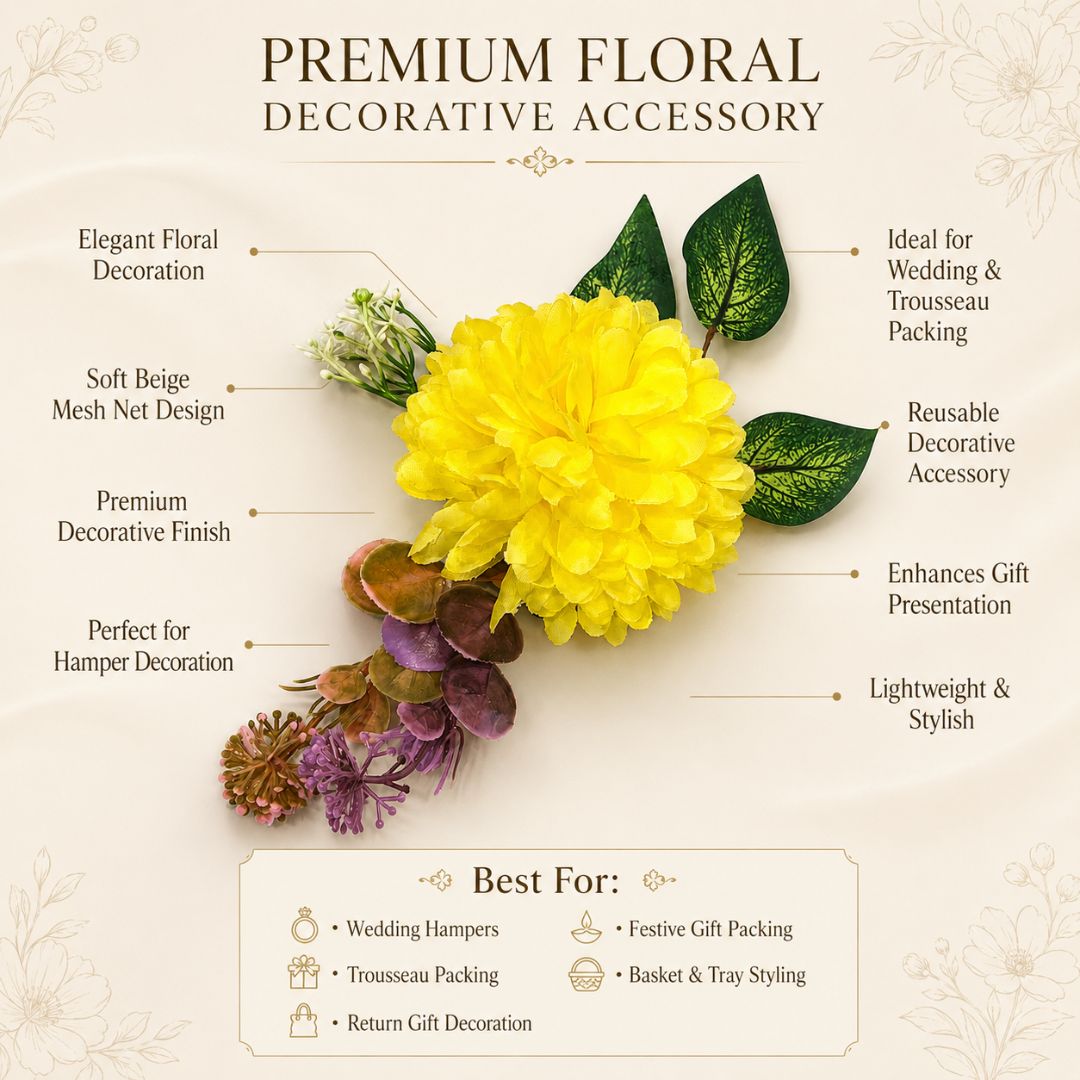 Yellow Floral Decoration Accessory for Hamper Packing