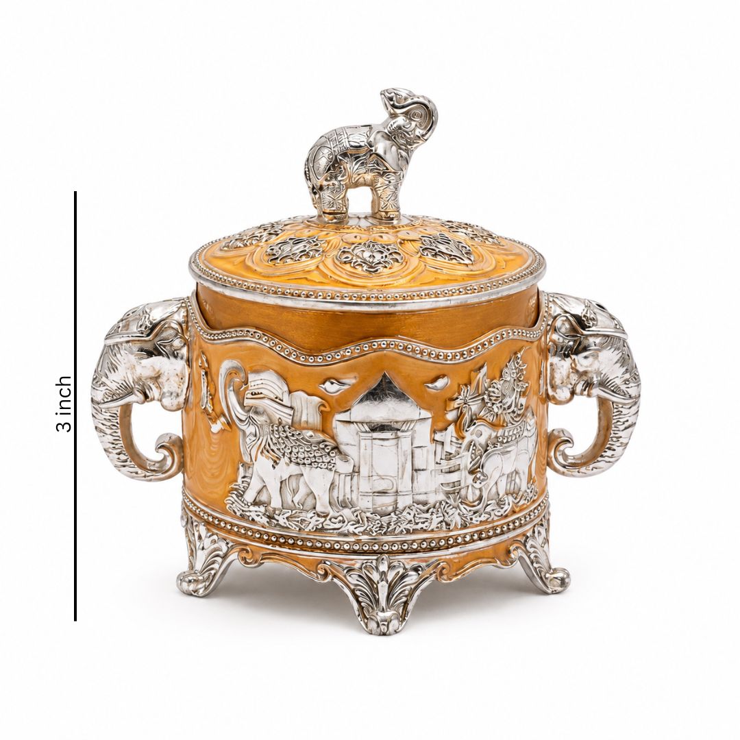 Luxury German Silver Elephant Design Decorative Box (Handcrafted Premium Storage Box) - Adscraft.in