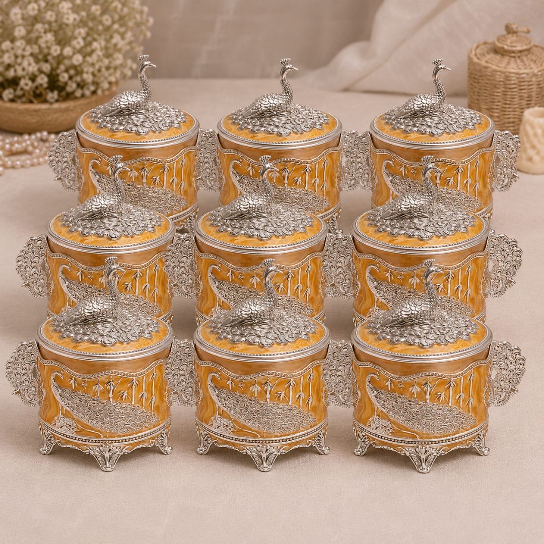 Luxury German Silver Peacock Storage Box with Lid – 4 Inch Decorative Container - Adscraft.in