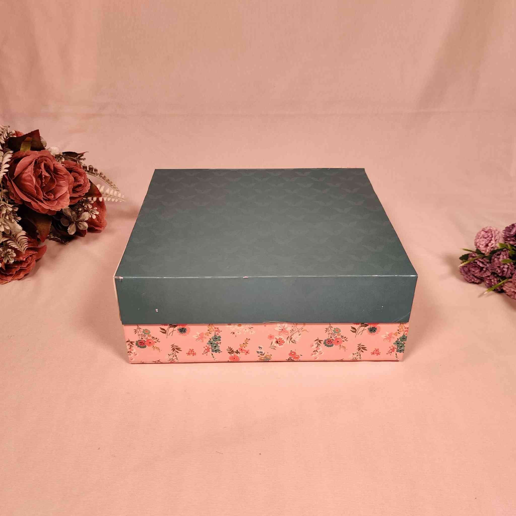 Blue & Pink Floral Flip Box For Gift Hamper (10x10x4 inches) | adscraft.in 