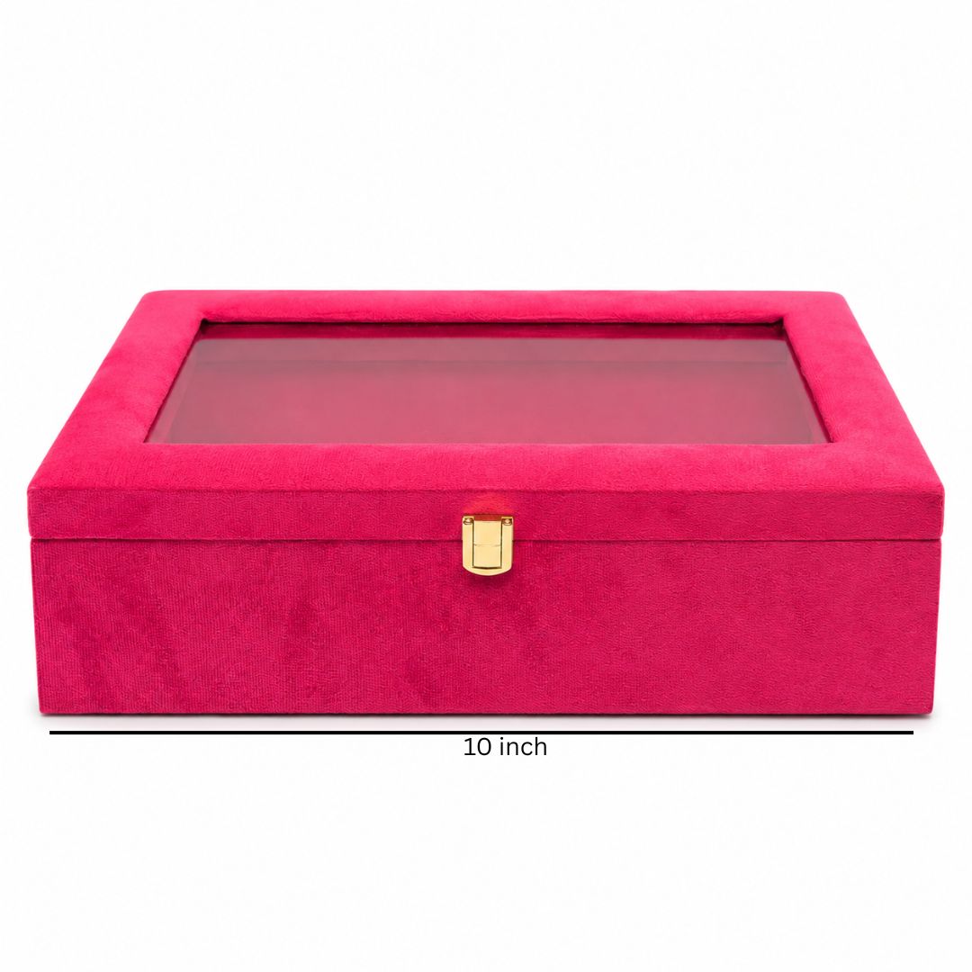 Rani Pink Transparent Lid Gift Box with Golden Latch
