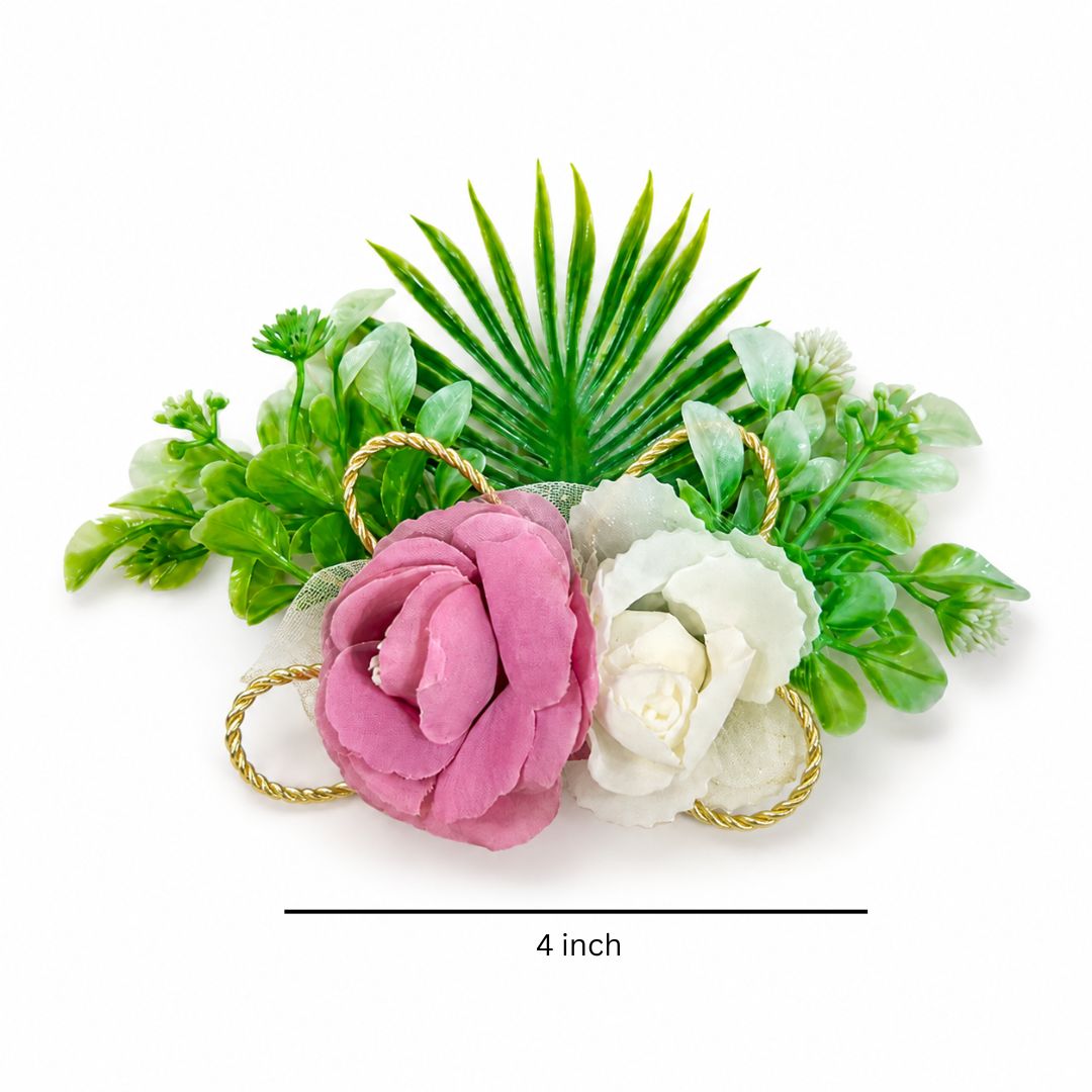 Set of 5 Pink & White Floral Decorative Accessories for Hampers, Trousseau Packing & Wedding Trays