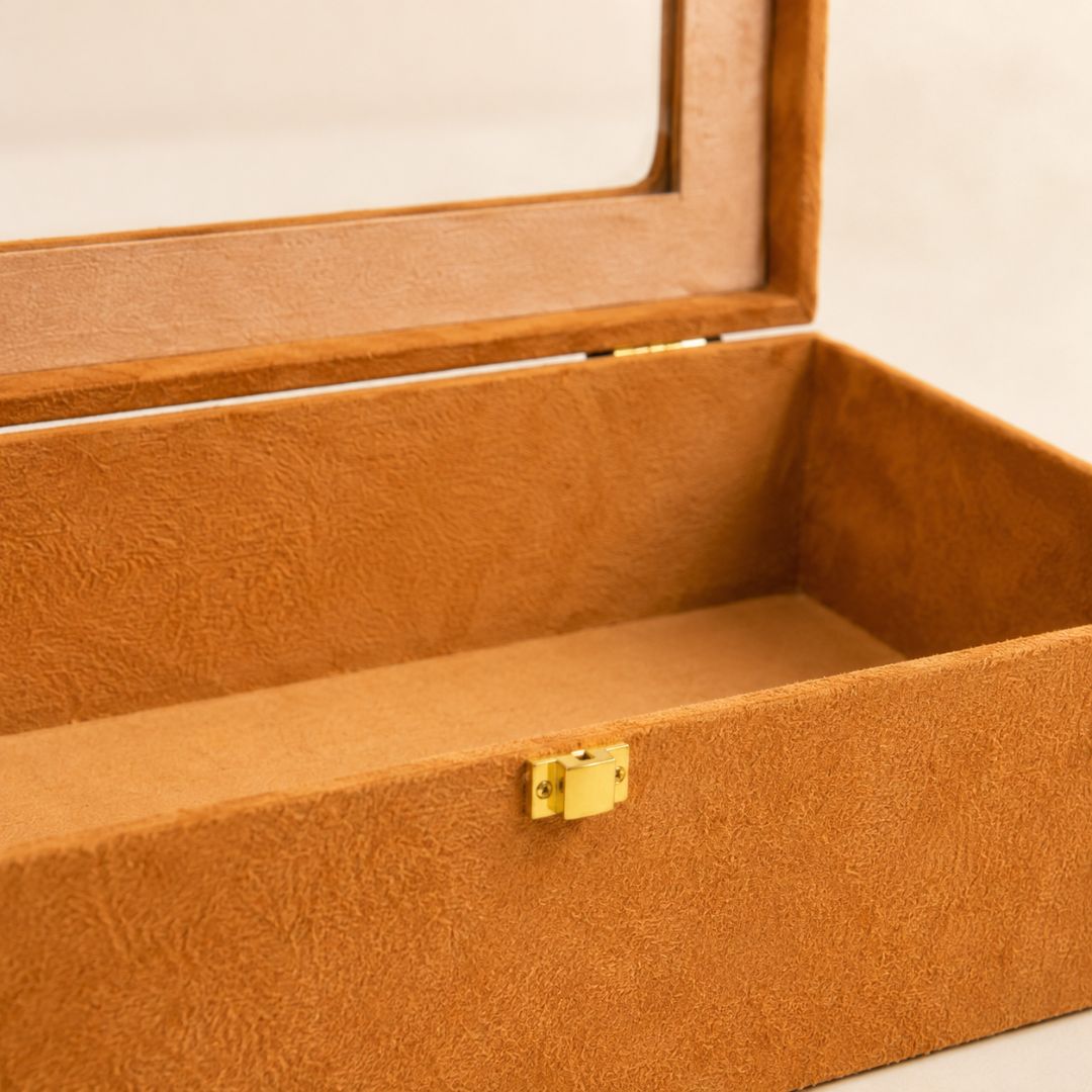 Mustard Transparent Lid Gift Box with Golden Latch