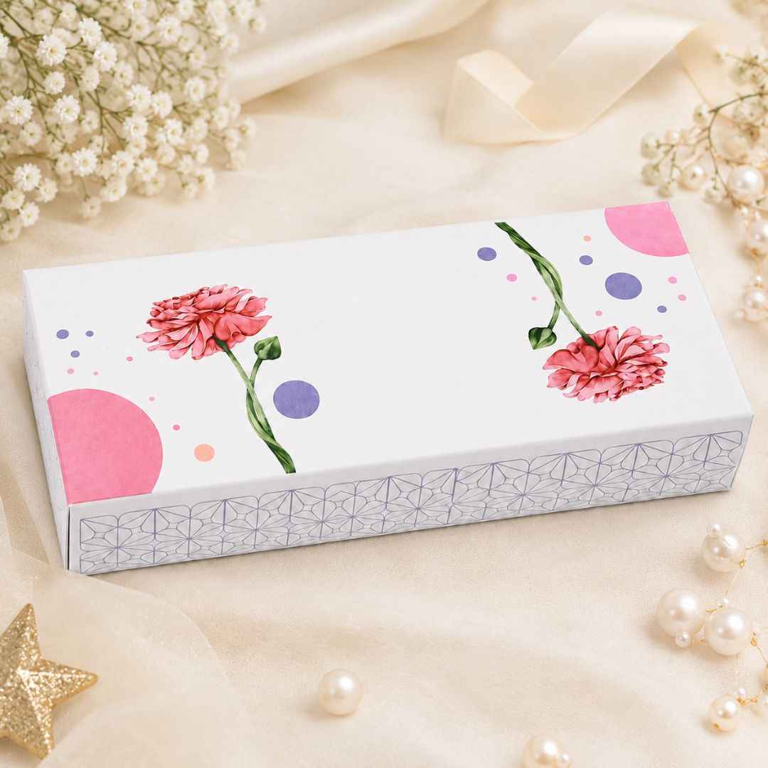 Pack of 8-White Carnation Floral Slim Gift Box