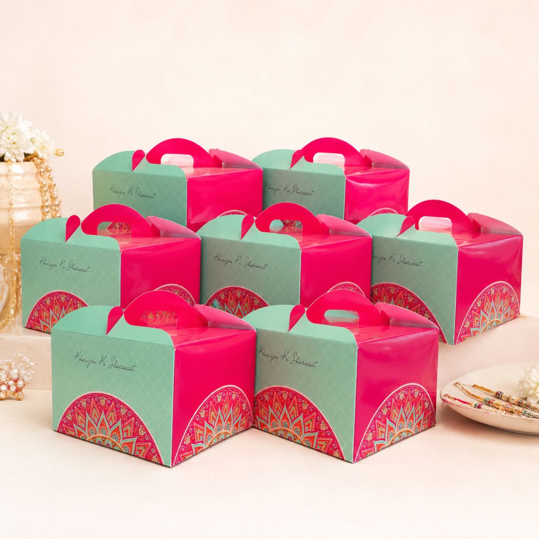 Pack of 8- Mint Pink Mandala Festive Gift Box