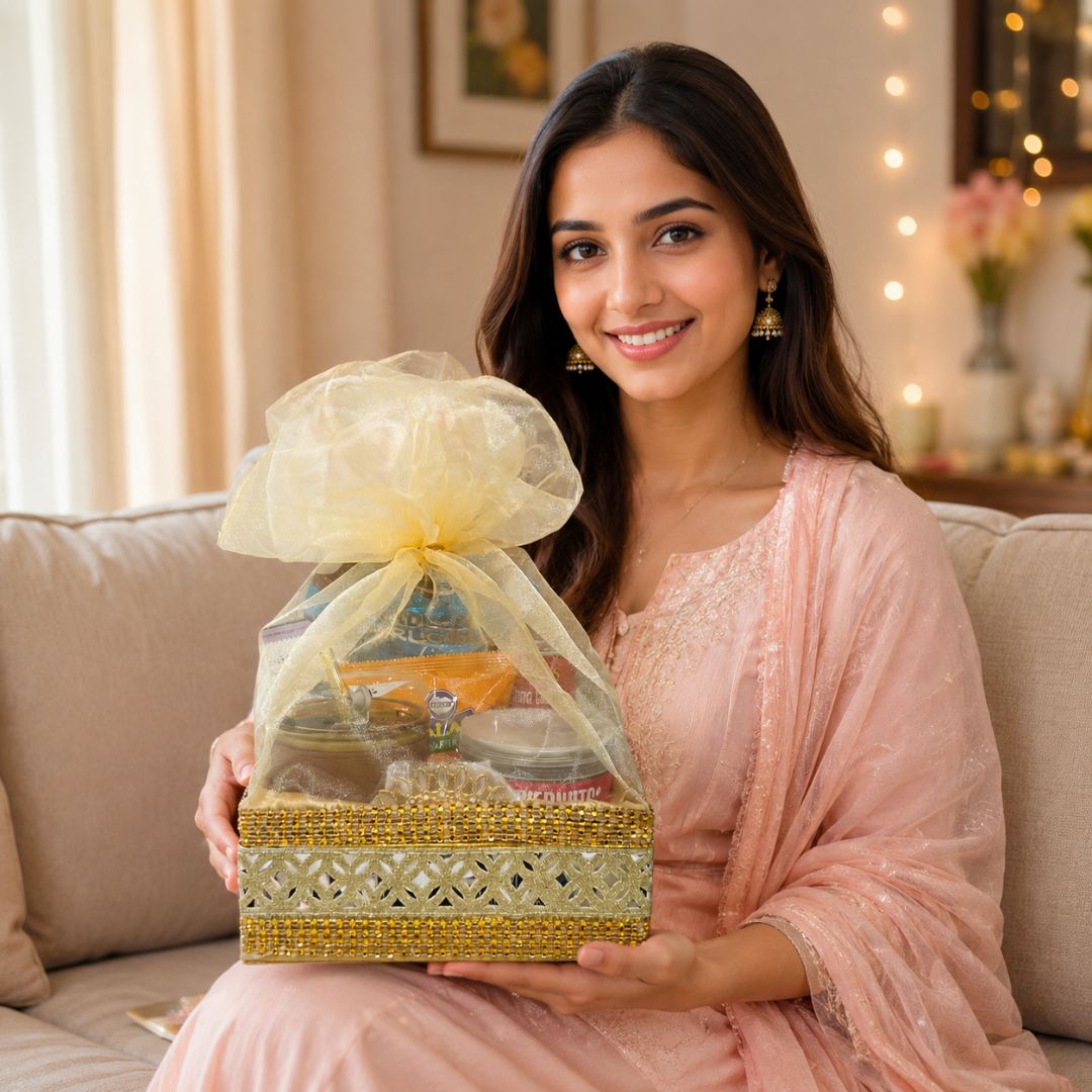 Cream & Gold Potli Basket Set of 3 – 8x8 Inches - Adscraft.in