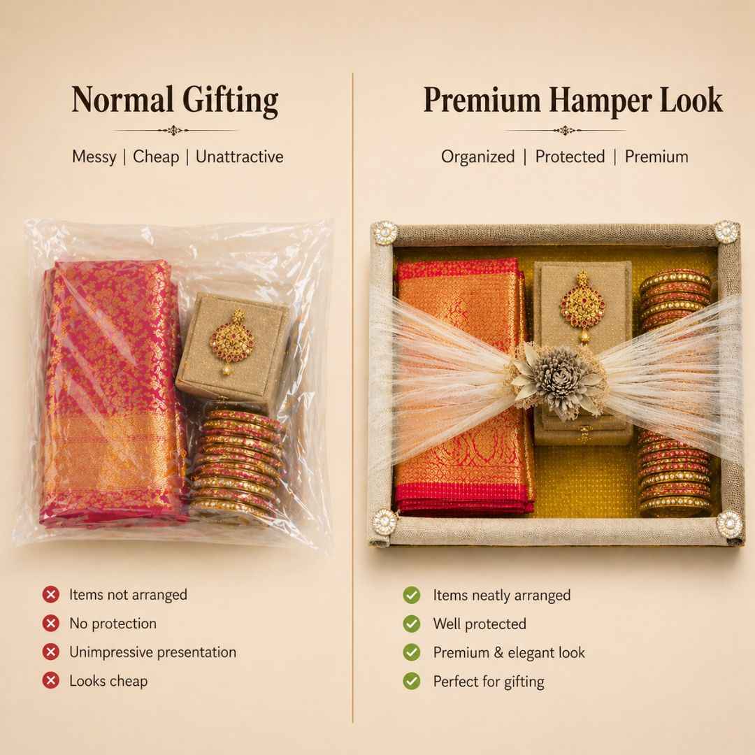(Set of 3) Eco-Friendly Jute Hamper Trays with Organza & Handcrafted Jute Flower –