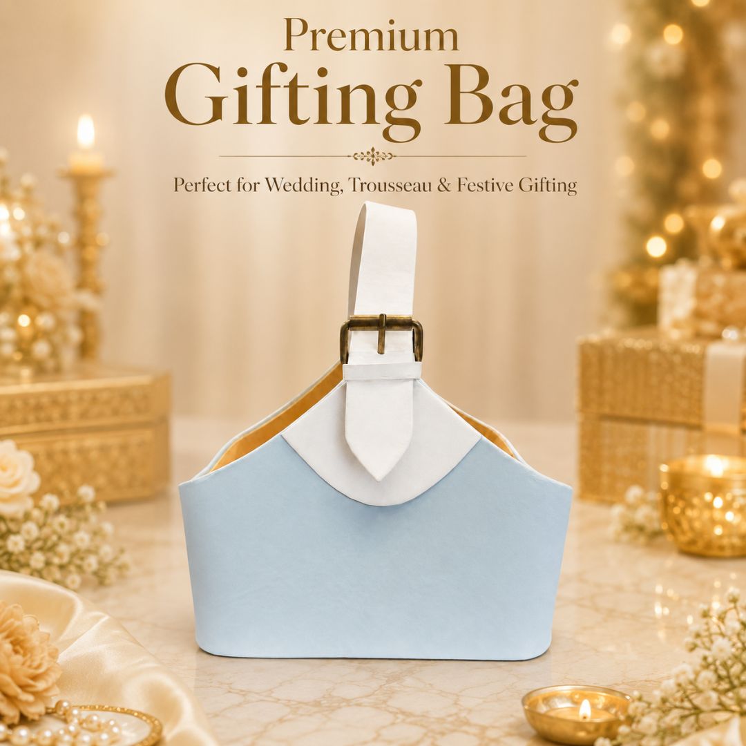 Premium Baby Blue Basket Style Gifting Bag for Hampers, Trousseau & Return Gifts