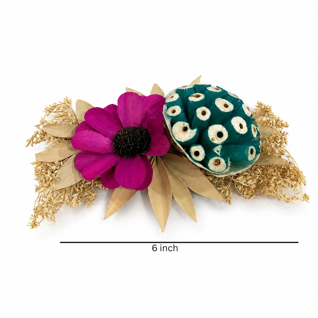 Set of 5 Magenta & Teal Floral Decorative Accessories for Hamper & Trousseau Packing