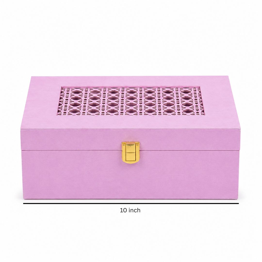 Pastel Pink Laser Cut Gift Box with Golden Latch