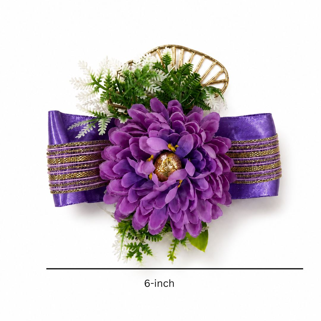 Set of 5 Purple Floral Decorative Accessories for Hamper & Trousseau Packing