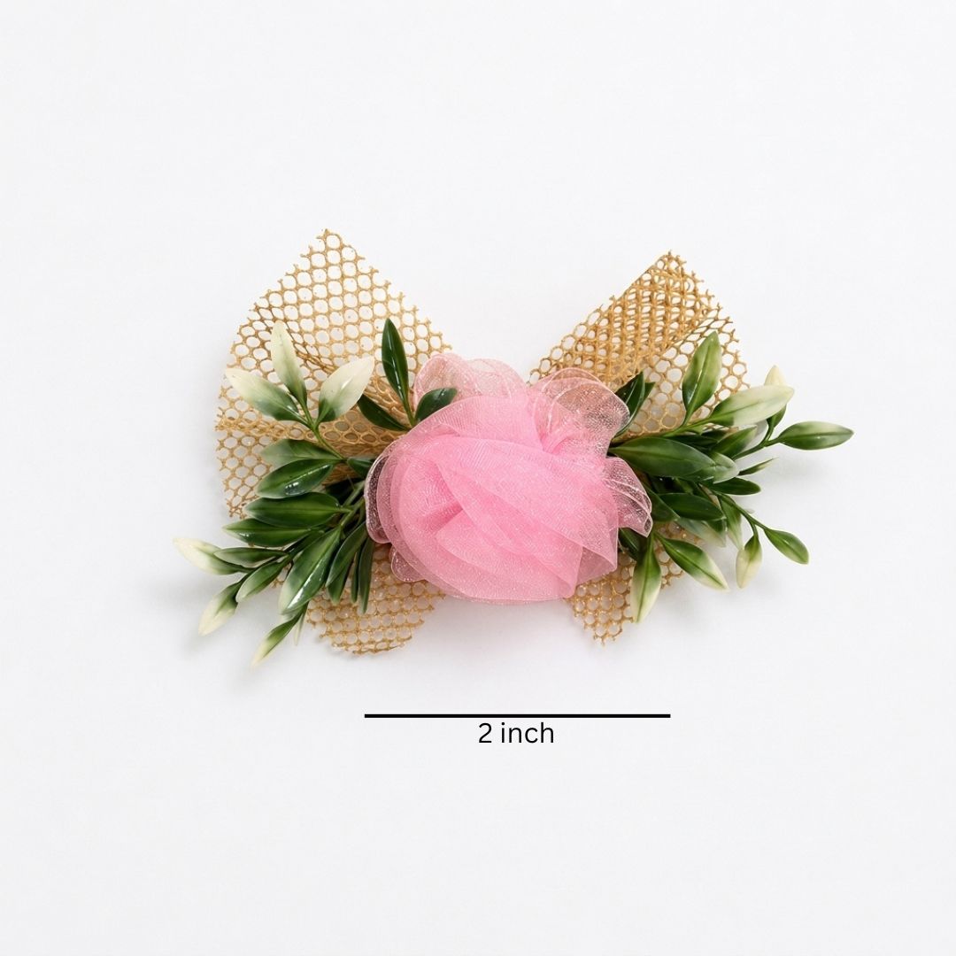 Baby Pink Net Flower Bunch for Hamper Decoration – Pack of 5 - Adscraft.in