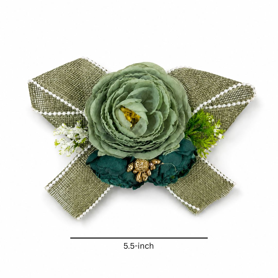 Olive Green Flower Bunch with Bow for Hamper Decoration – Pack of 5 - Adscraft.in