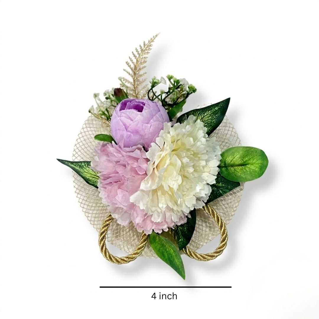 Set of 5 Pastel Pink & White Floral Decorative Accessories for Hamper & Trousseau Packing