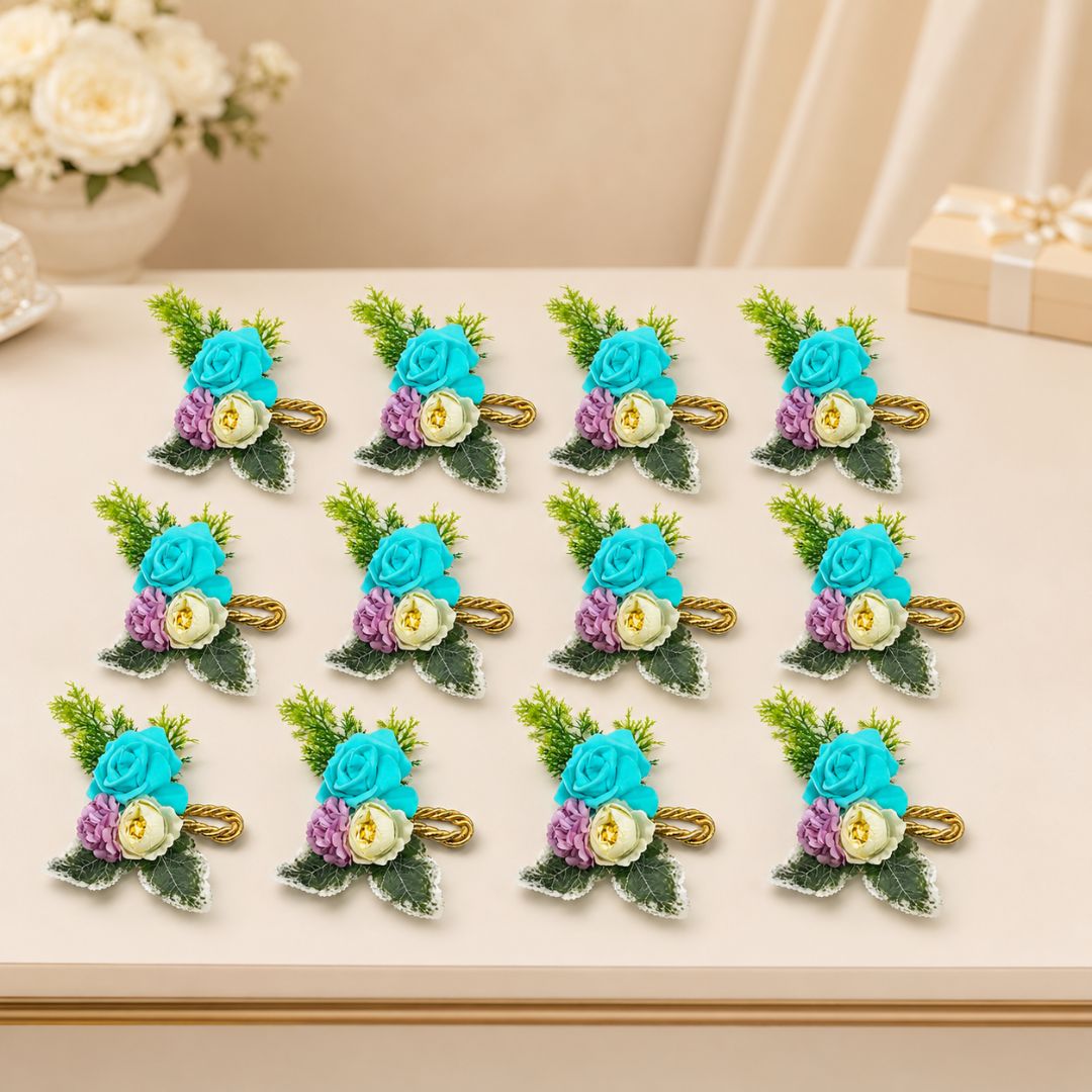 Turquoise Blue Rose Floral Decoration Accessory for Hamper Packing