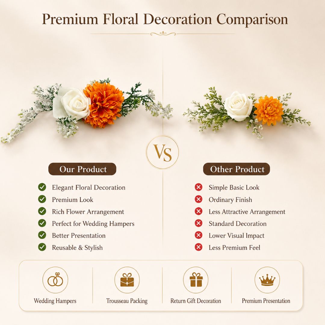 Orange & White Floral Decoration Accessory for Hamper Packing