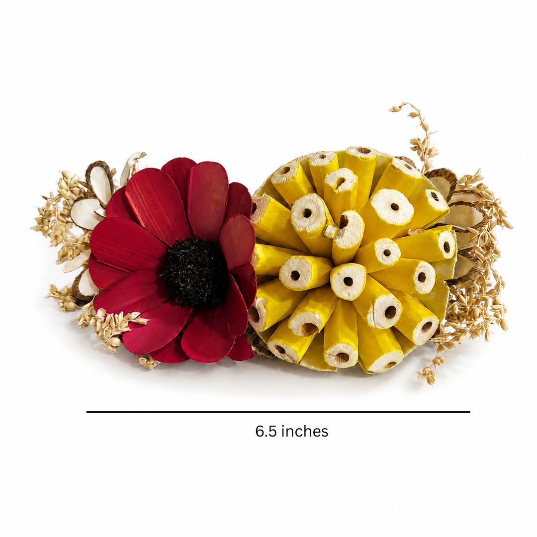 Set of 5 Red & Yellow Floral Decorative Accessories for Hamper & Trousseau Packing