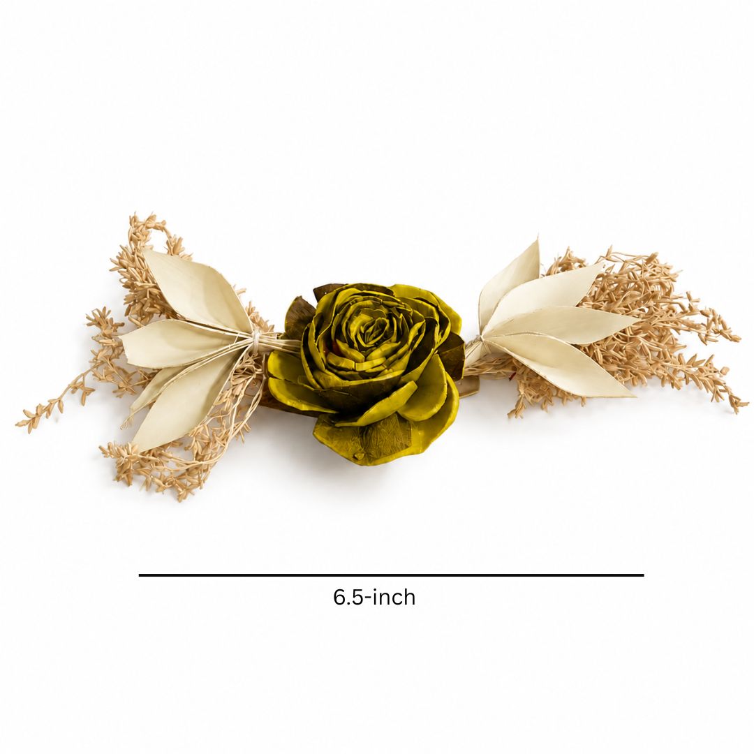 Set of 5 Olive Green Rose Decorative Accessories for Hamper & Trousseau Packing