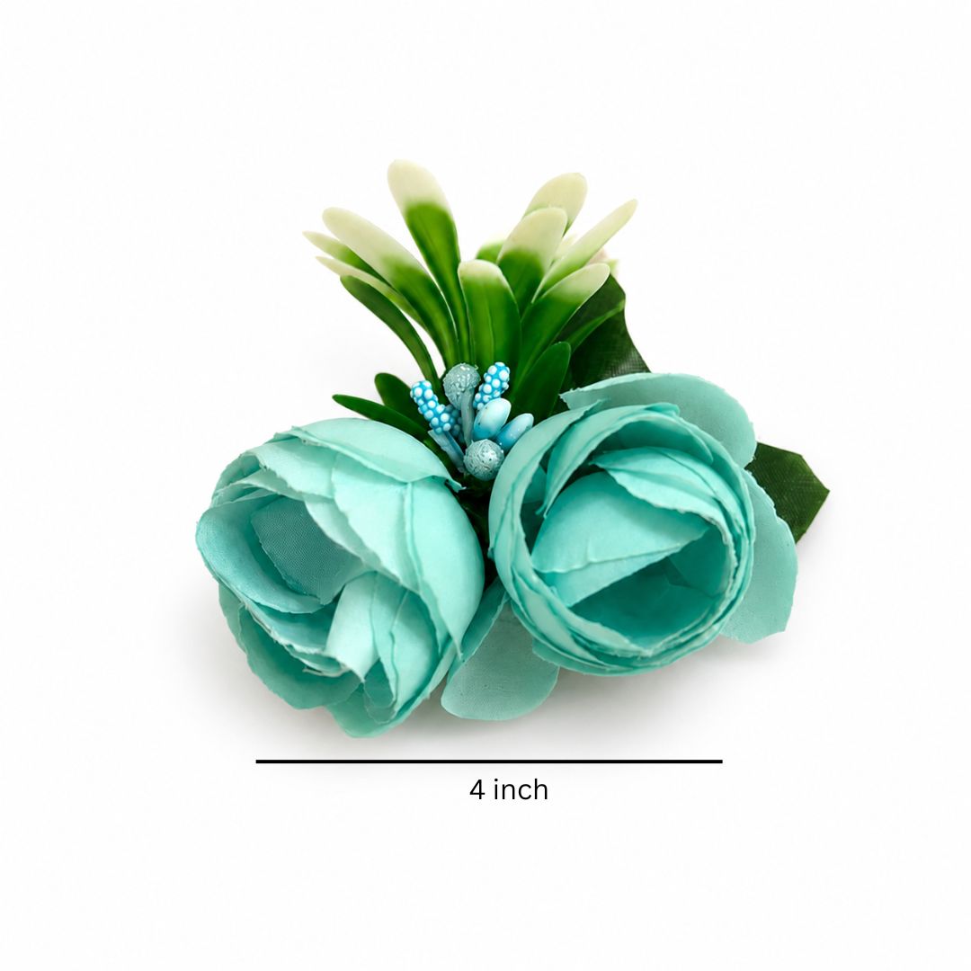 Set of 5 Aqua Blue Floral Decoration Accessories for Hamper Packing