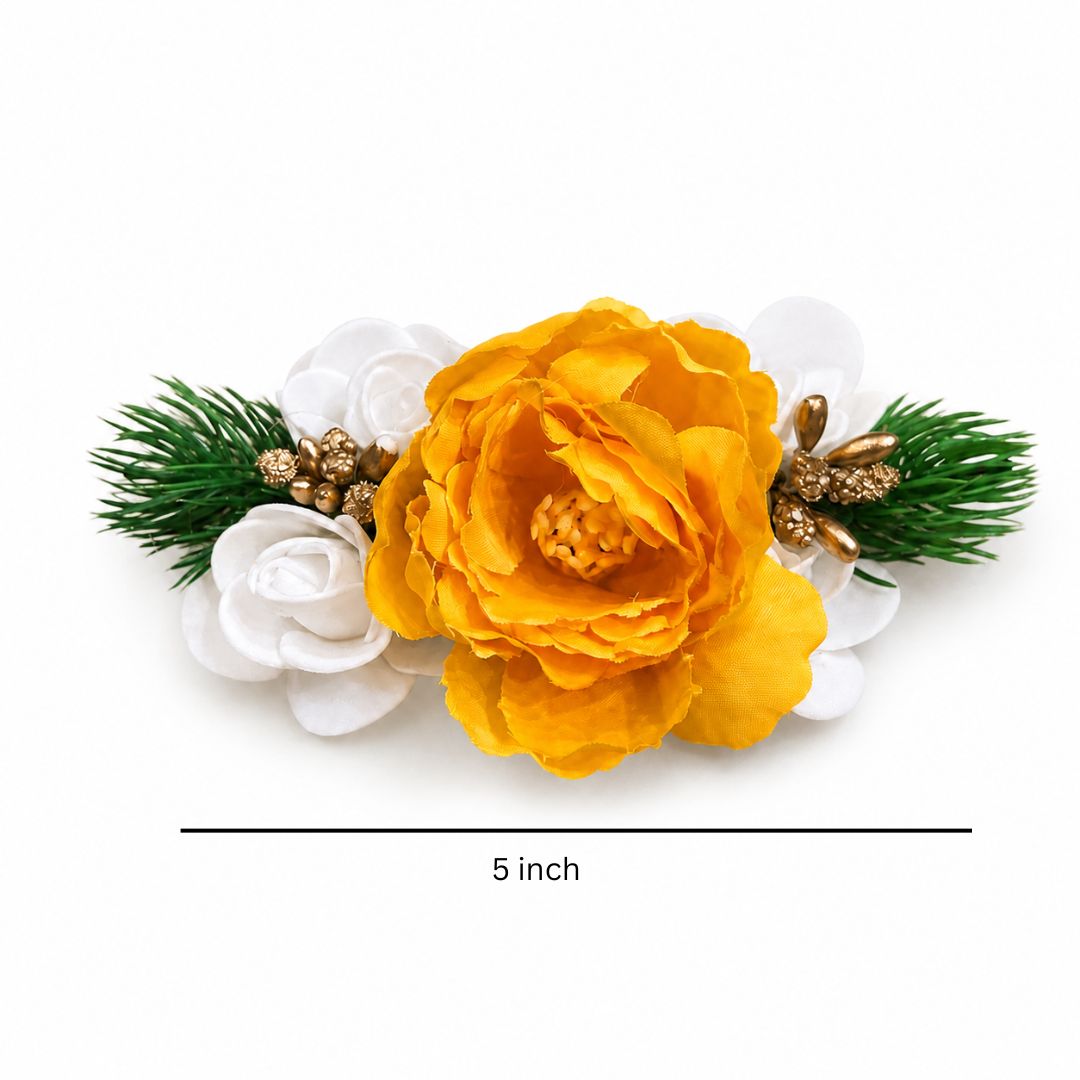 Set of 5 Yellow Floral Decorative Accessories for Hamper & Trousseau Packing