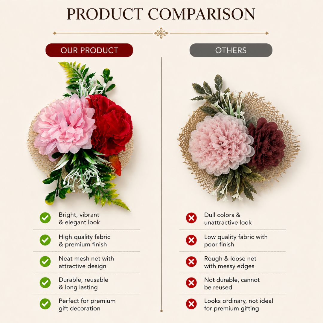 Pink & Red Floral Decoration Accessory for Hamper Packing
