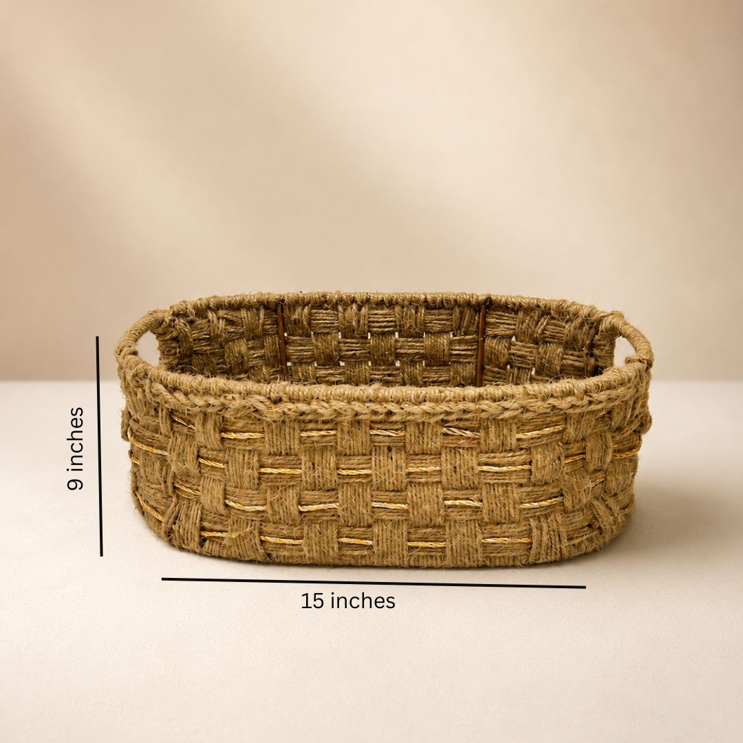 Premium Natural Jute Oval Hamper Basket Set – (Set of 3) - Adscraft.in