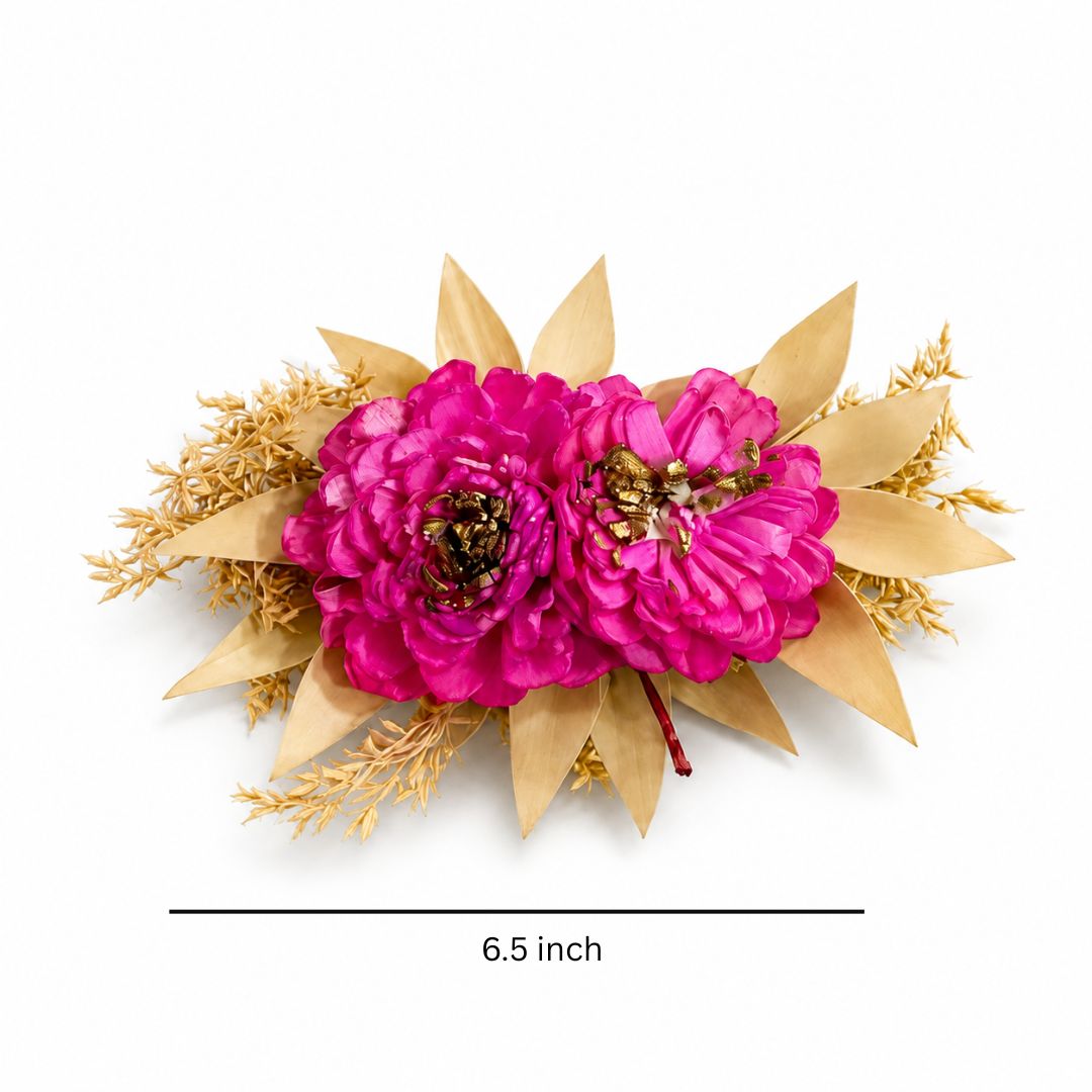 Set of 5 Hot Pink Floral Decorative Accessories for Hamper & Trousseau Packing