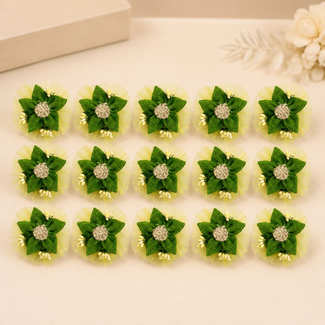 Set of 5 Green Jute Floral Net Decoration Accessories for Hamper Packing