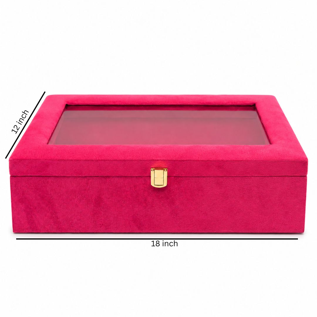 Rani Pink Transparent Lid Gift Box with Golden Latch