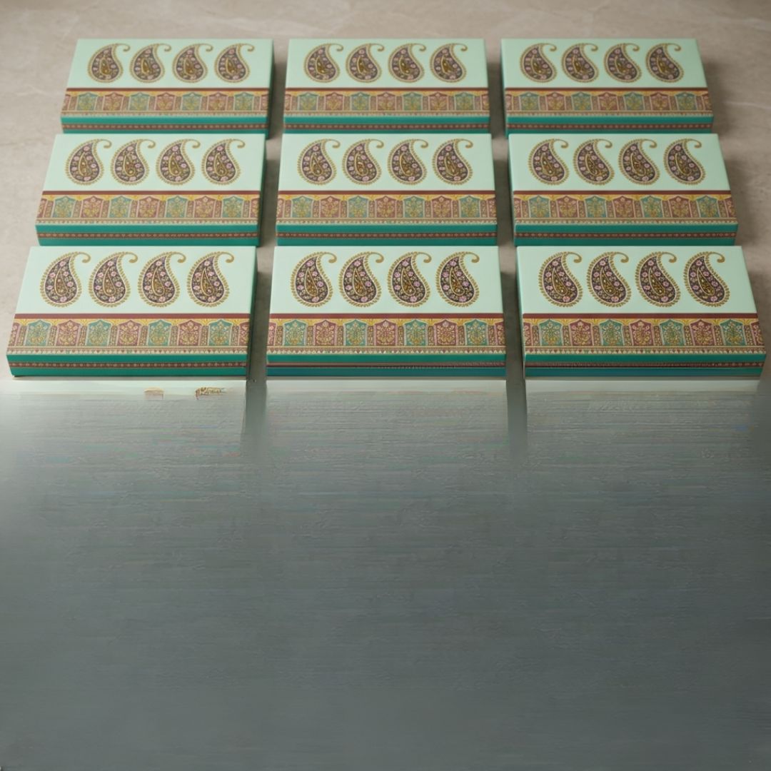 Pack of 5 - Pista Green Paisley Print Gift Box