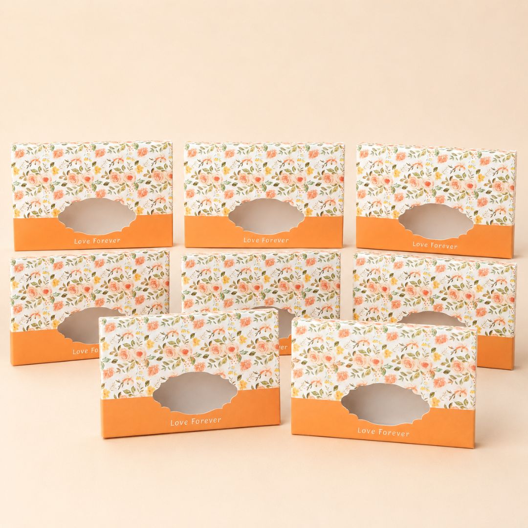 Pack of 8- Orange Floral Love Forever Gift Box