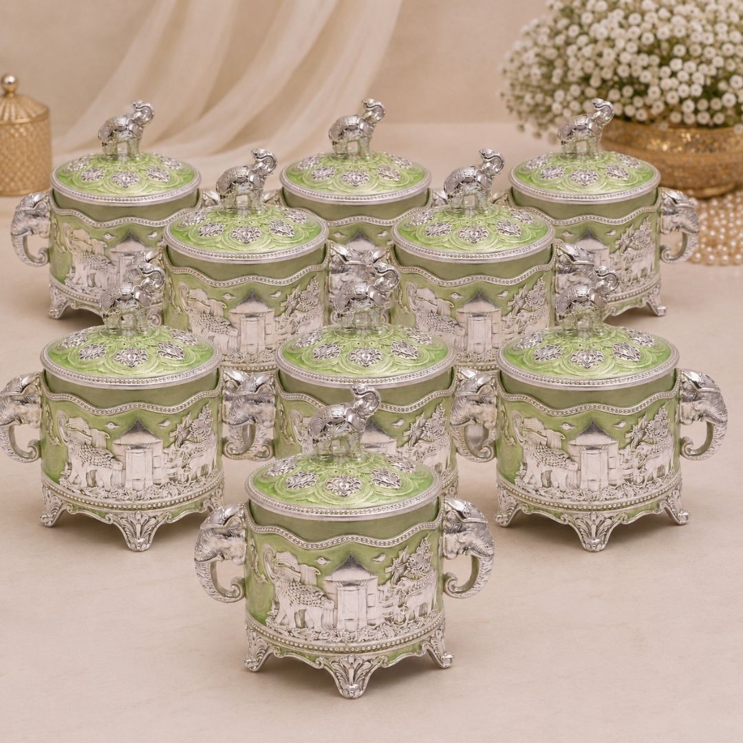 German Silver Elephant Lid Decorative Storage Box – 3 Inch Premium Handcrafted Gift Container - Adscraft.in