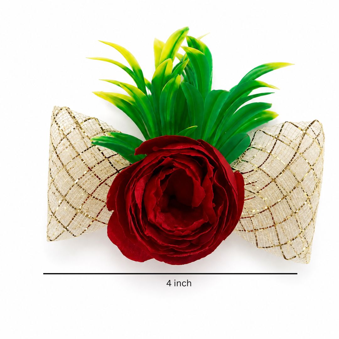Set of 5 Red Rose Decorative Flower Accessories for Hamper & Trousseau Packing