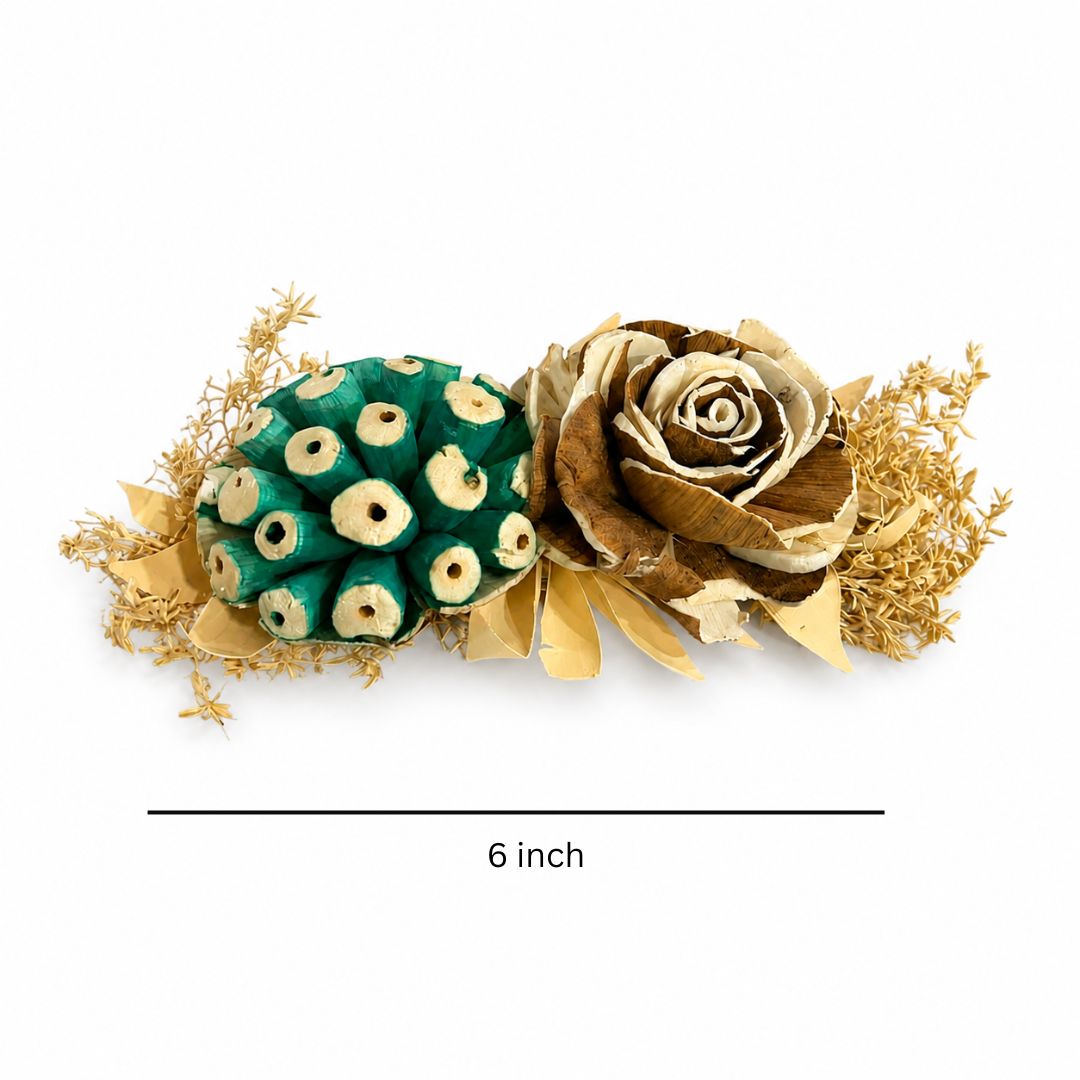 Set of 5 Teal & Brown Floral Decorative Accessories for Hamper & Trousseau Packing