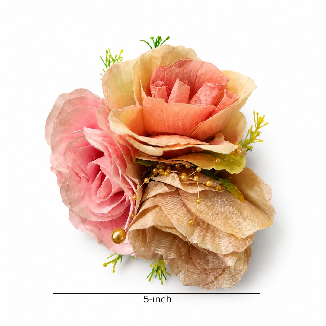 Set of 5 Peach Pink Floral Decoration Accessories for Hamper Packing