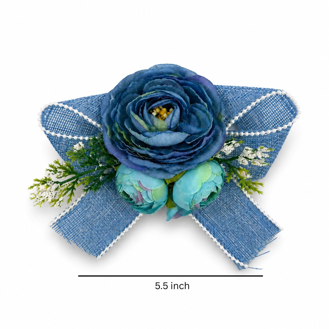 Blue Flower Bunch with Bow for Hamper Decoration – Pack of 5 - Adscraft.in