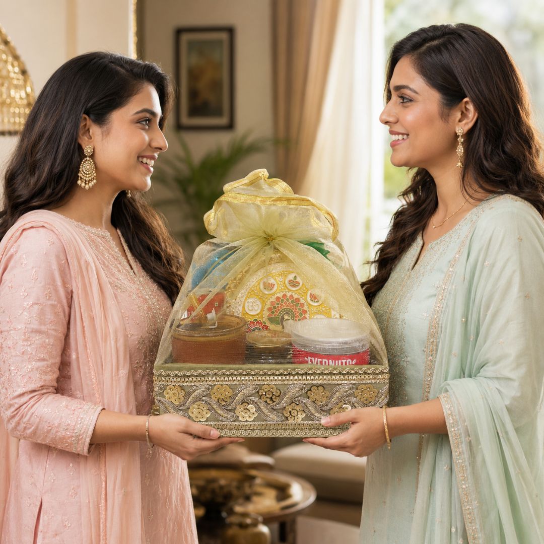 Pista Green Potli Basket Set of 3 – Wedding Hamper & Trousseau Packing (8", 10", 12"). "(set of 3)"