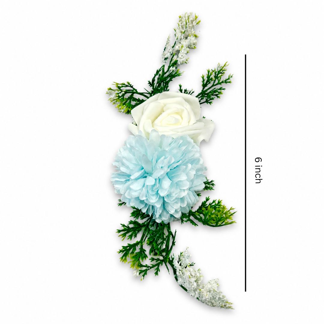 Sky Blue & White Floral Decoration Accessory for Hamper Packing