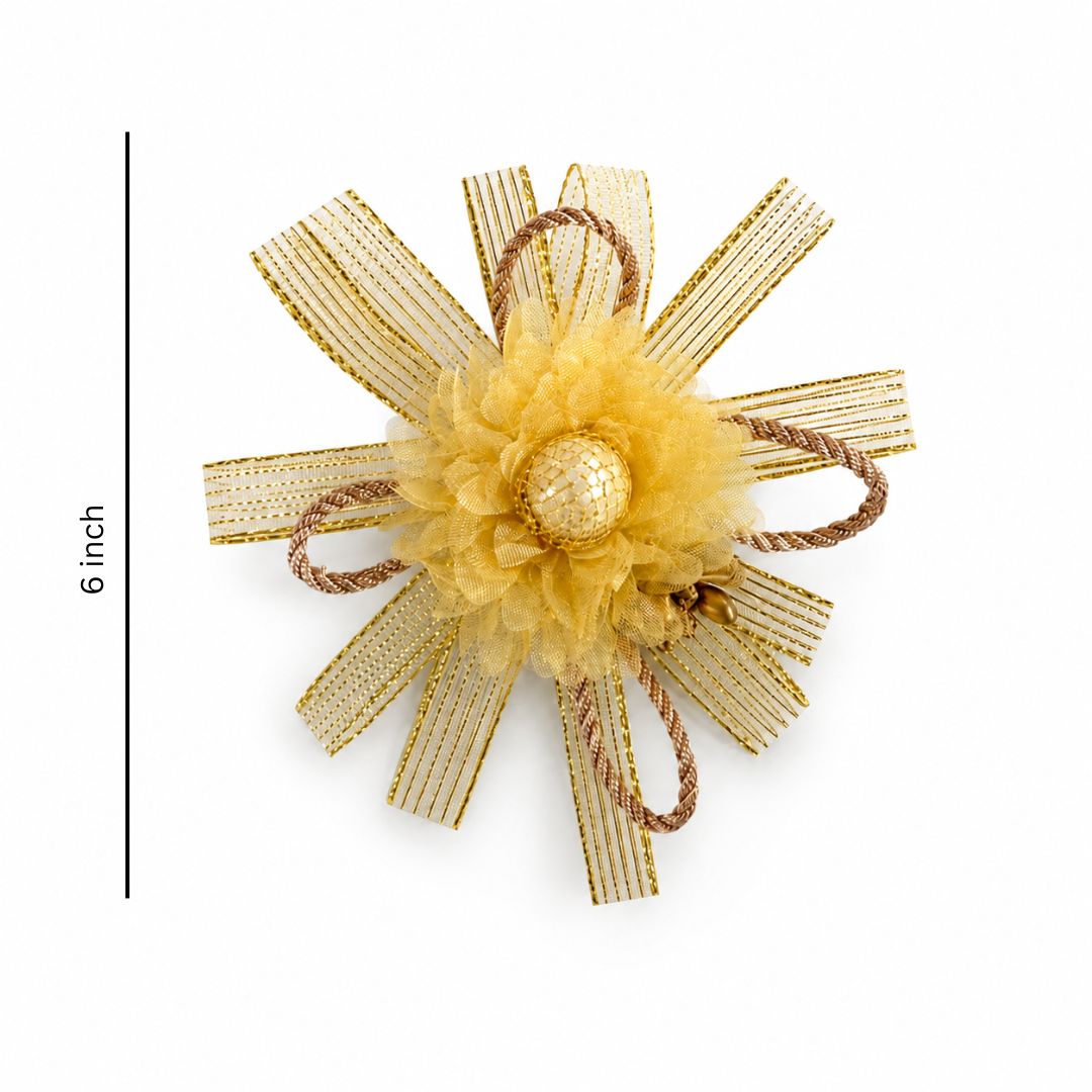Set of 5 Golden Ribbon Floral Decorative Accessories for Hamper & Trousseau Packing