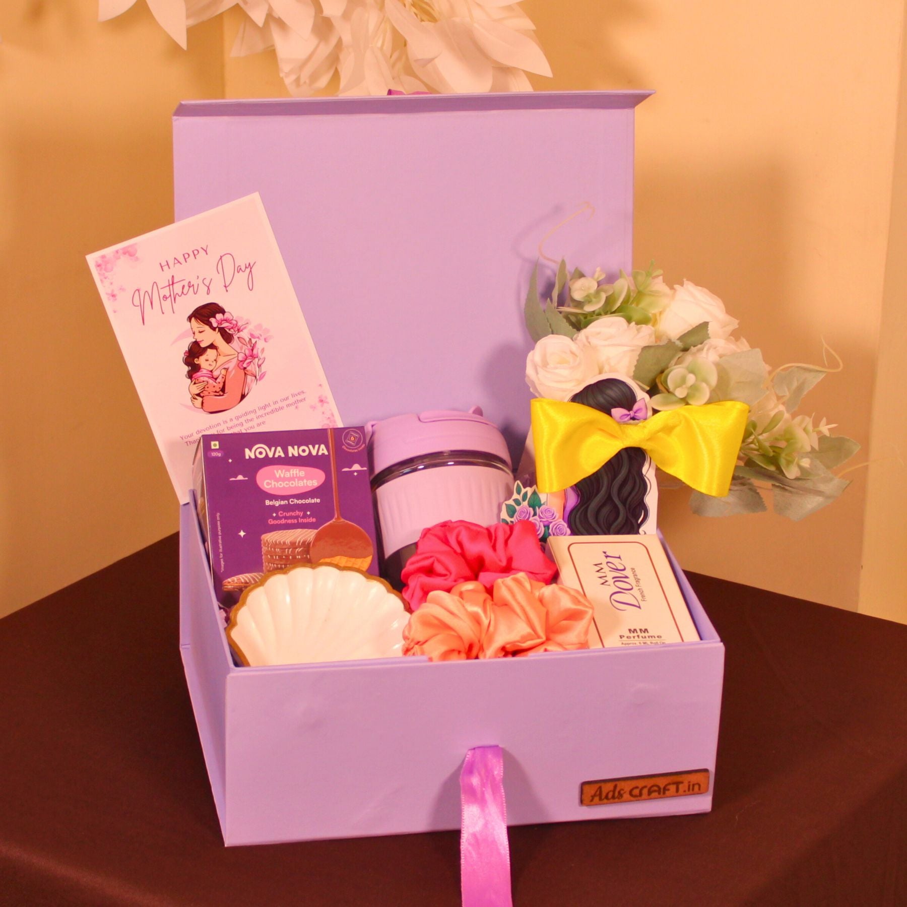 Lilac Love Mother’s Day Hamper with Keepsakes, Chocolates & Floral Touch