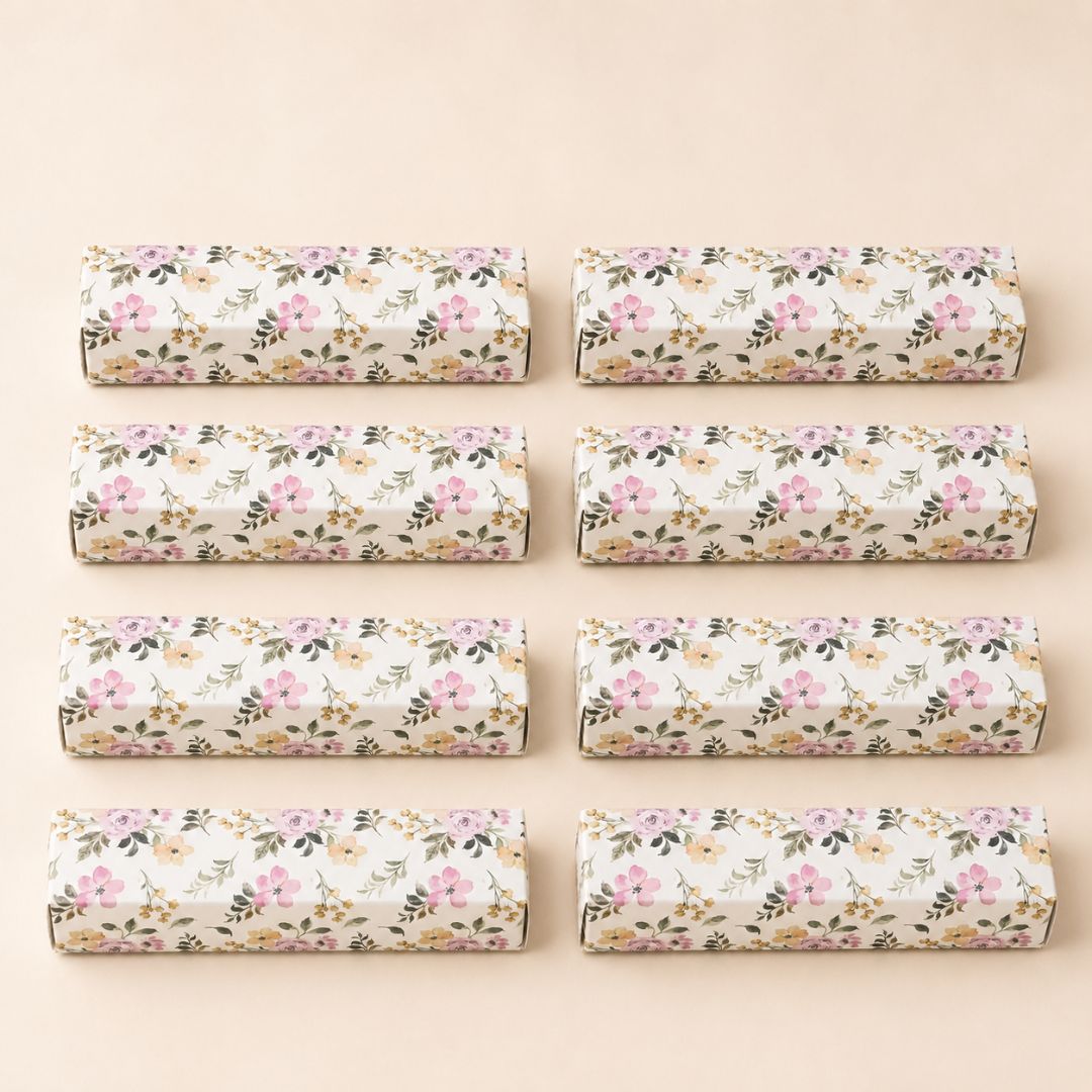 Pack of 8 White Floral Slim Gift Box