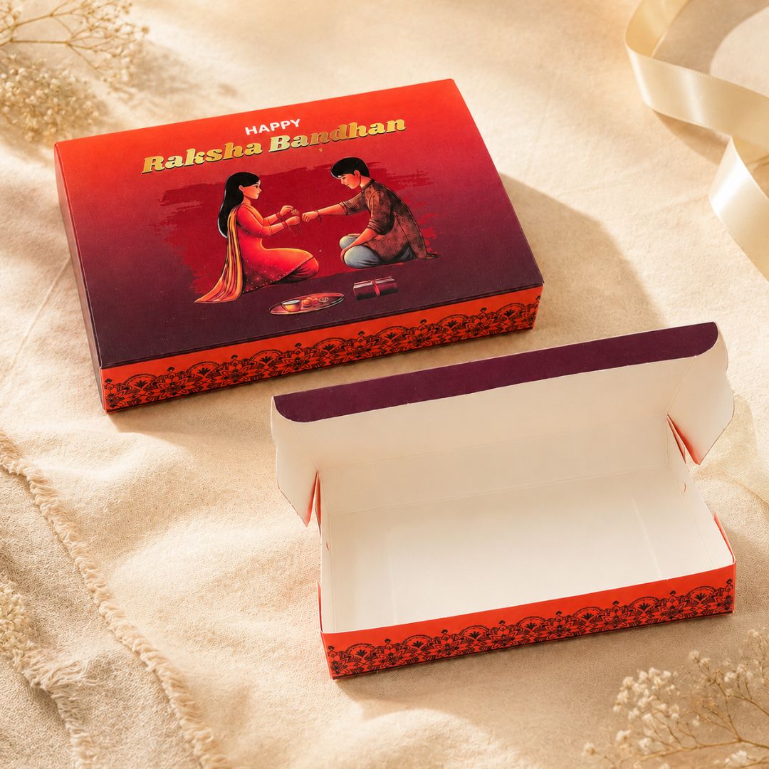 Premium Raksha Bandhan Hamper Box – Red Rakhi Gift Box | Set of 10