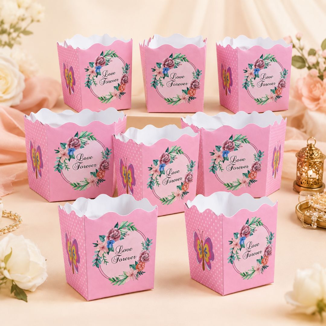Pack of 8-Pink Love Forever Floral Open Gift Box