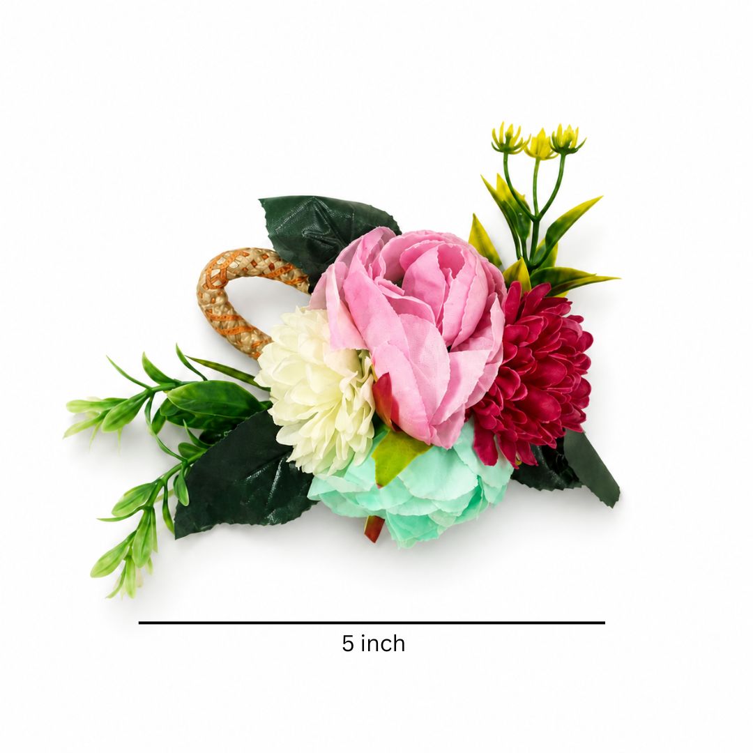 Multi Colour Flower Bunch with Golden Handle for Hamper Decoration – Pack of 5 - Adscraft.in